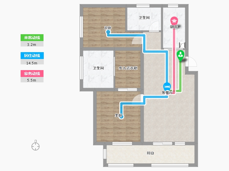 河北省-廊坊市-水岸香园-86.40-户型库-动静线