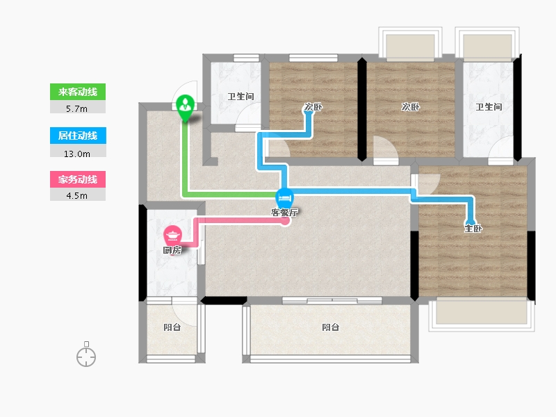 四川省-遂宁市-嘉信虹悦湾-86.77-户型库-动静线