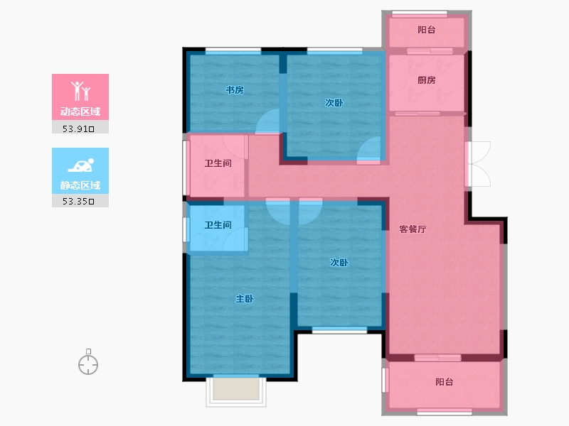 陕西省-宝鸡市-江河·凯旋城-94.76-户型库-动静分区