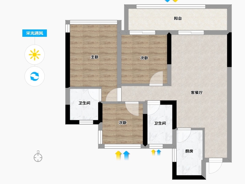 四川省-广安市-和喜·翰林学府-65.23-户型库-采光通风