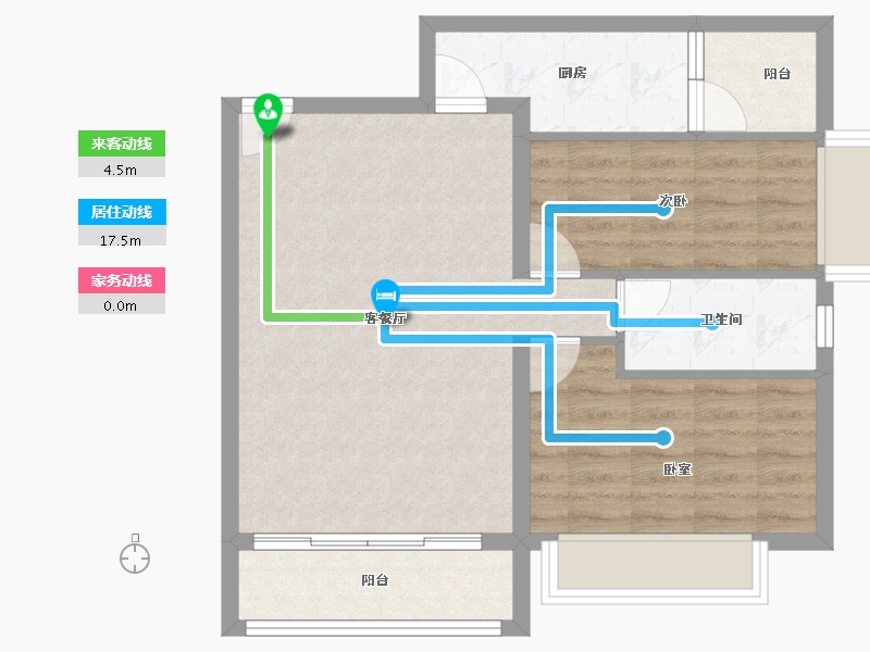 海南省-海口市-菏建海景湾-66.40-户型库-动静线