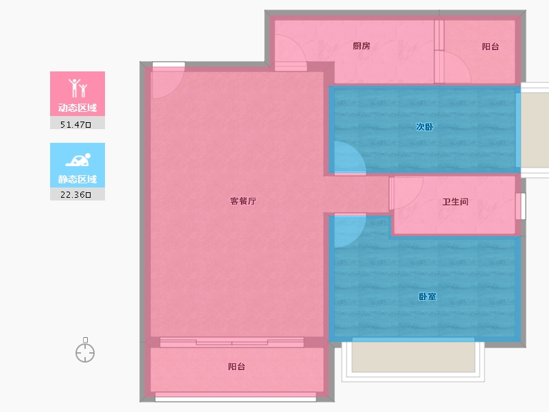 海南省-海口市-菏建海景湾-66.40-户型库-动静分区