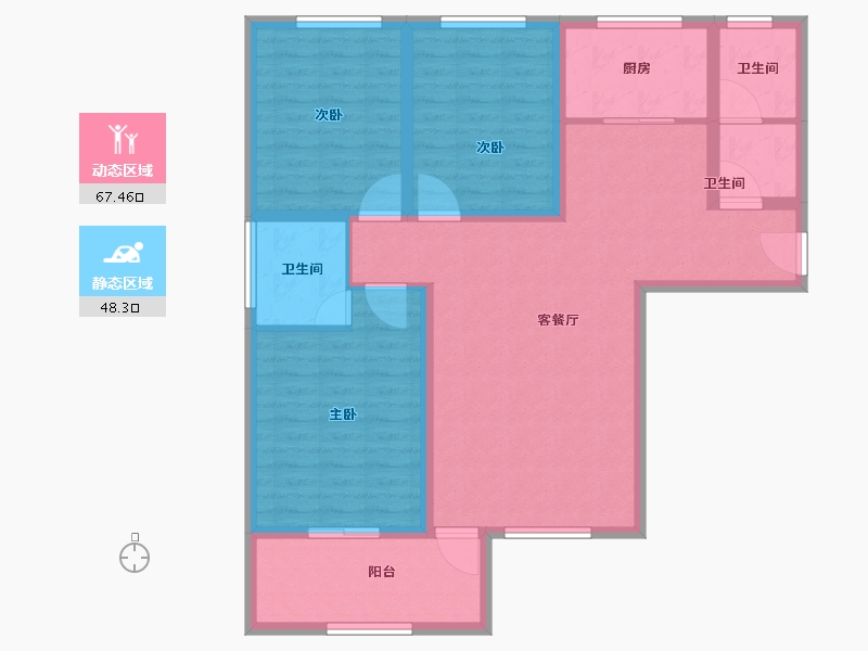 陕西省-宝鸡市-江河·凯旋城-103.68-户型库-动静分区