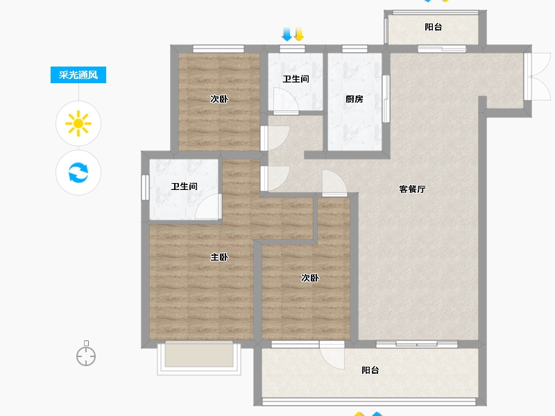 江西省-九江市-桂发明珠花园-109.00-户型库-采光通风