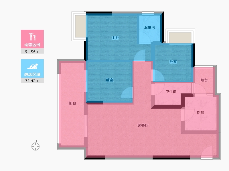 四川省-广安市-帝谷·公园城（悦湖)-75.98-户型库-动静分区