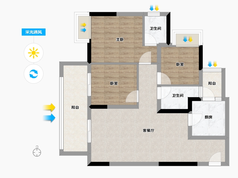 四川省-广安市-帝谷·公园城（悦湖)-75.98-户型库-采光通风