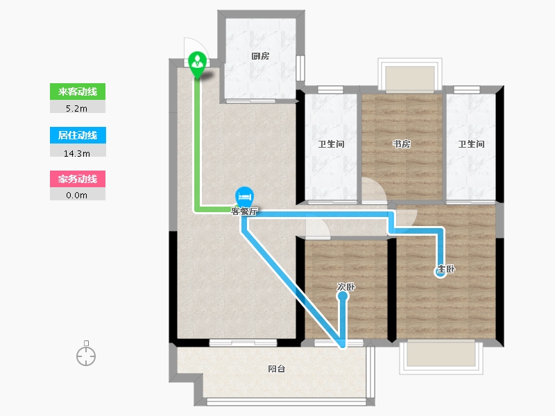 湖北省-荆州市-荆江之星-86.00-户型库-动静线