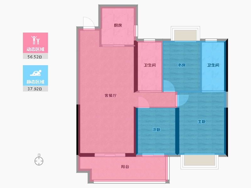 湖北省-荆州市-荆江之星-86.00-户型库-动静分区