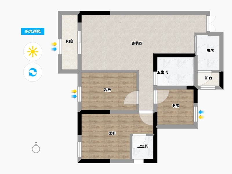 四川省-巴中市-容邦柏润四季城-70.55-户型库-采光通风