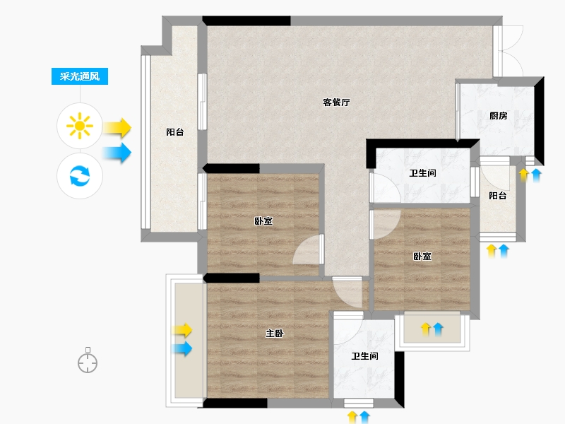 四川省-广安市-加德·爱众江景-73.90-户型库-采光通风