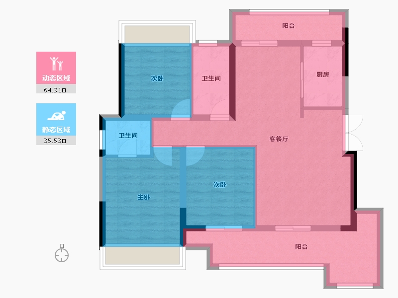 四川省-广安市-加德·爱众江景-88.85-户型库-动静分区