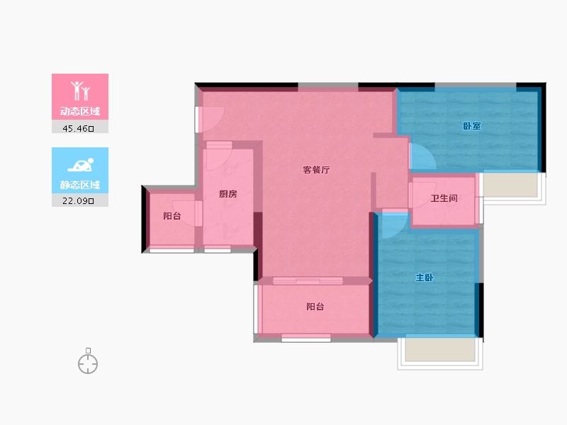 四川省-广安市-帝谷·公园城（悦湖)-59.12-户型库-动静分区