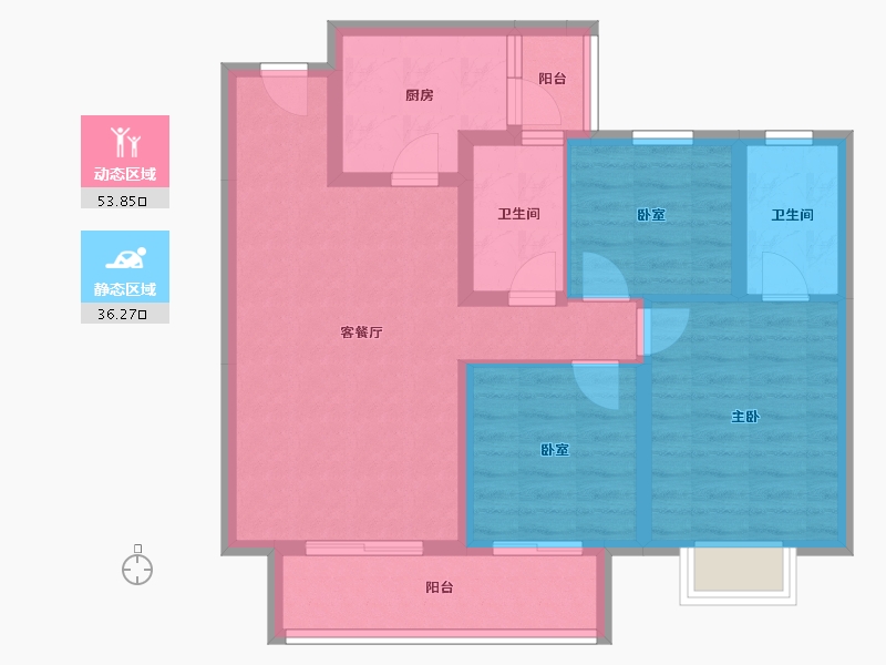 贵州省-遵义市-金科礼悦东方-79.72-户型库-动静分区