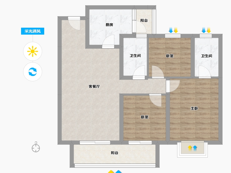 贵州省-遵义市-金科礼悦东方-79.72-户型库-采光通风