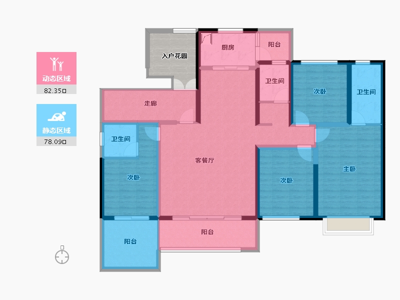 云南省-楚雄彝族自治州-缙颐九棠晴屿-150.47-户型库-动静分区