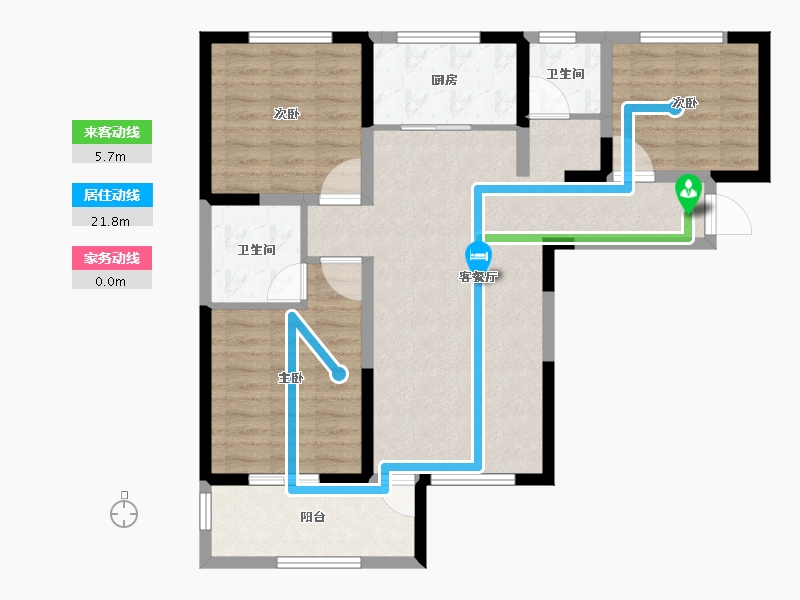 陕西省-宝鸡市-江河·凯旋城-87.14-户型库-动静线