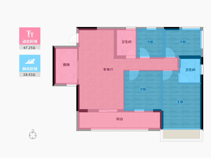 四川省-广安市-和喜·翰林学府-75.91-户型库-动静分区