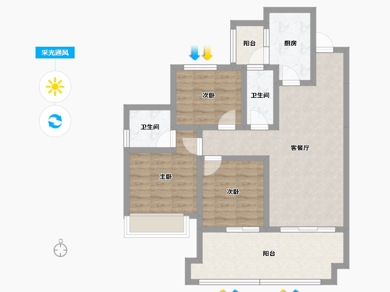 四川省-遂宁市-金宏璟悦湾-80.44-户型库-采光通风