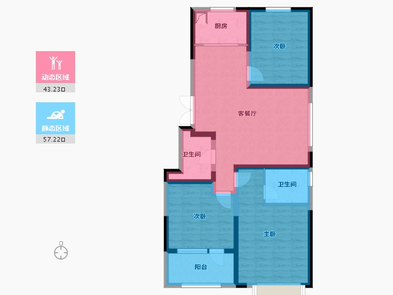 河北省-廊坊市-荣盛水岸花语-88.80-户型库-动静分区