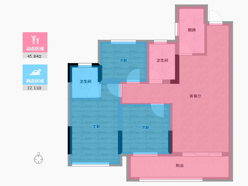 四川省-广安市-和喜·翰林学府-68.25-户型库-动静分区