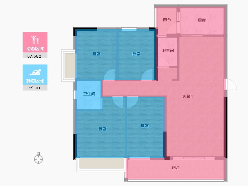 广东省-梅州市-东润华庭-101.45-户型库-动静分区