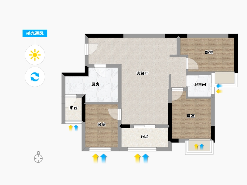 四川省-广安市-帝谷·公园城（悦湖)-68.10-户型库-采光通风