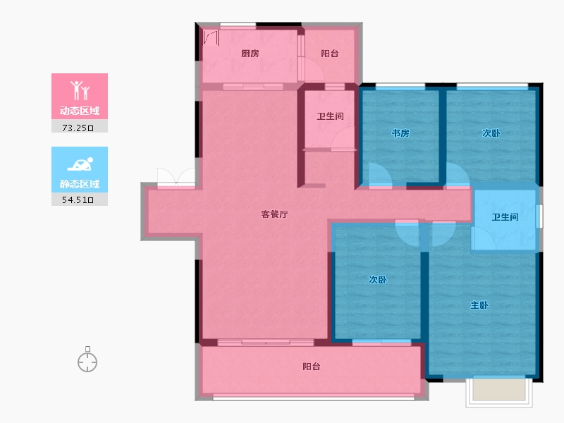 云南省-楚雄彝族自治州-缙颐九棠晴屿-113.64-户型库-动静分区