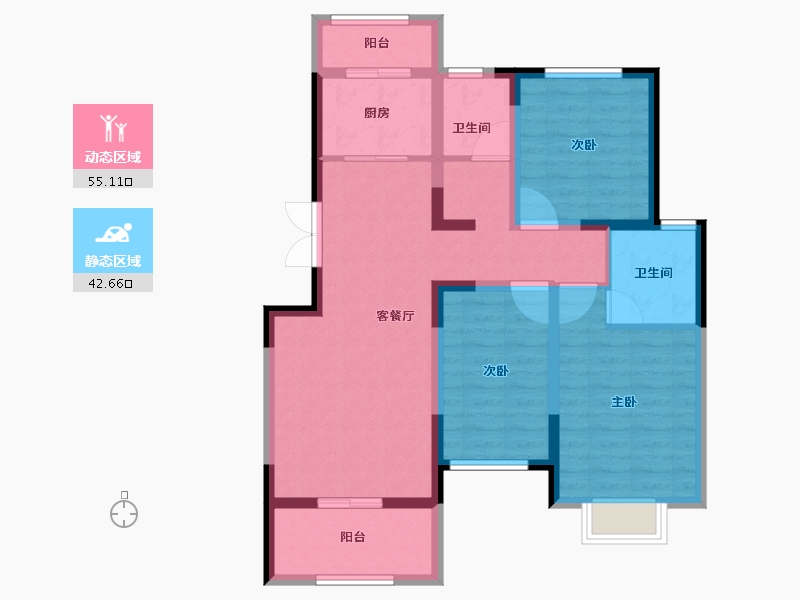 陕西省-宝鸡市-江河·凯旋城-86.33-户型库-动静分区