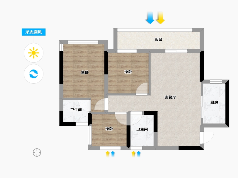 四川省-广安市-和喜·翰林学府-64.20-户型库-采光通风