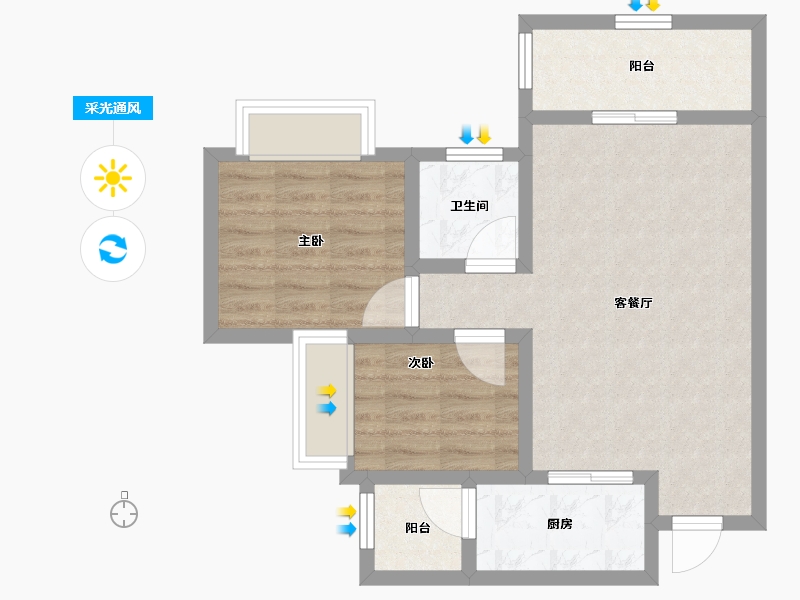 四川省-巴中市-华兴龙湾康城-60.99-户型库-采光通风