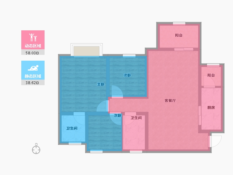 四川省-巴中市-华兴龙湾康城-85.73-户型库-动静分区