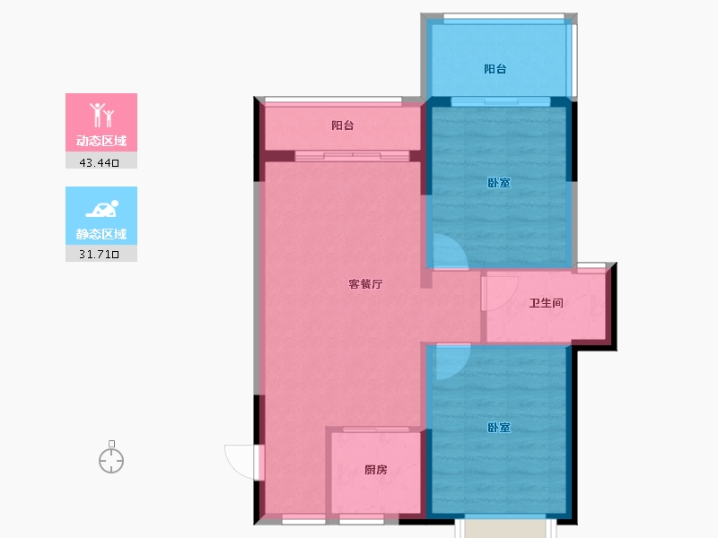 海南省-海口市-景园美麓城-67.47-户型库-动静分区