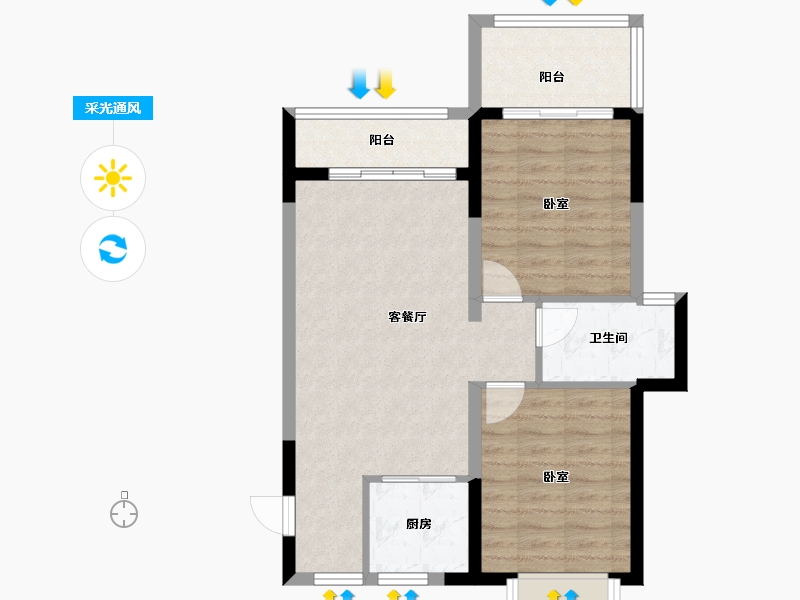 海南省-海口市-景园美麓城-67.47-户型库-采光通风