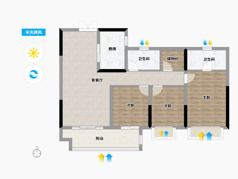 江西省-赣州市-锦绣华府-92.00-户型库-采光通风