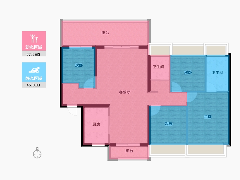 海南省-海口市-碧桂园中央半岛-102.17-户型库-动静分区