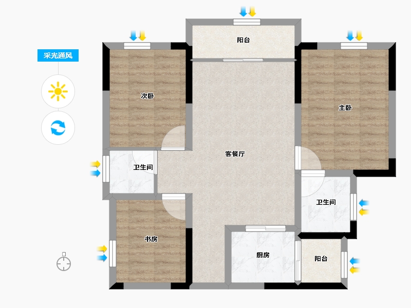 四川省-巴中市-容邦柏润四季城-81.53-户型库-采光通风