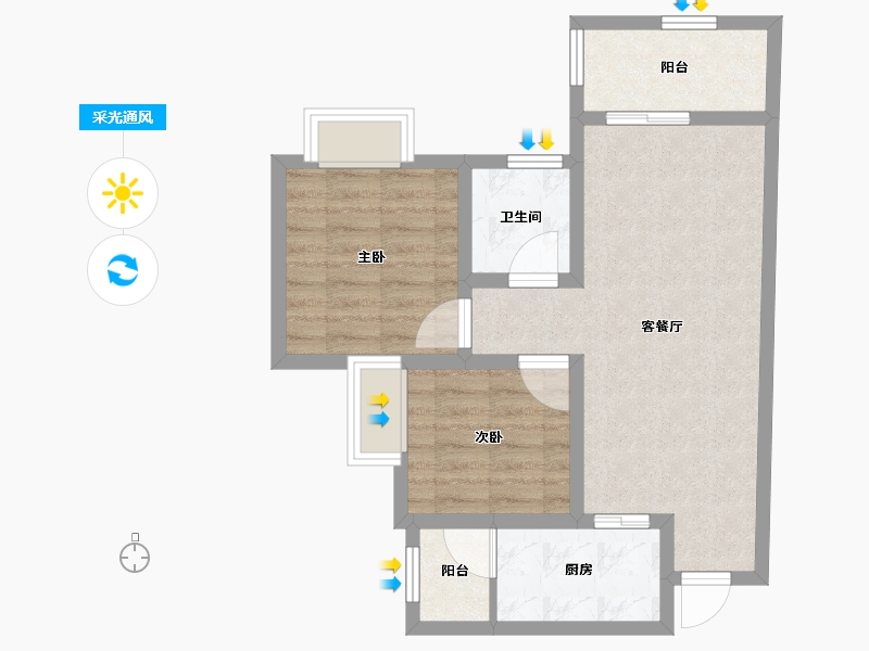 四川省-巴中市-华兴龙湾康城-60.97-户型库-采光通风