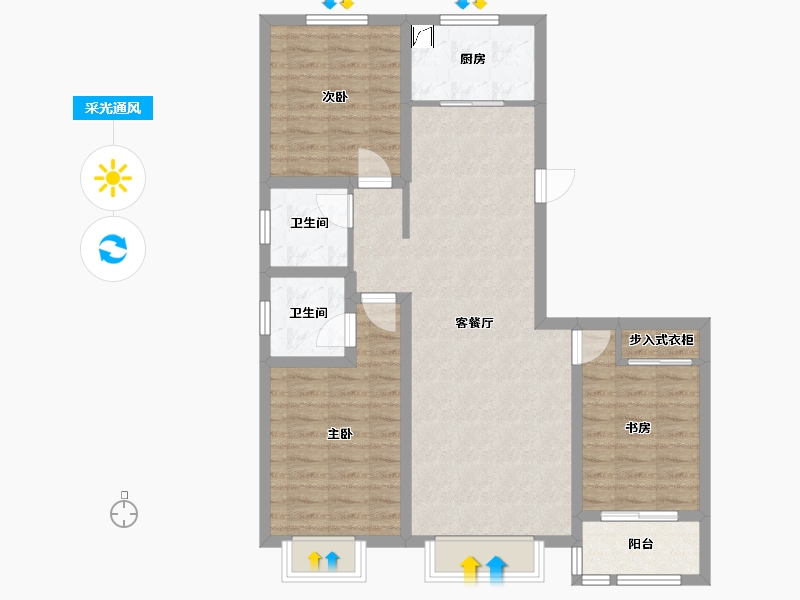 山西省-晋中市-回迁房-101.29-户型库-采光通风