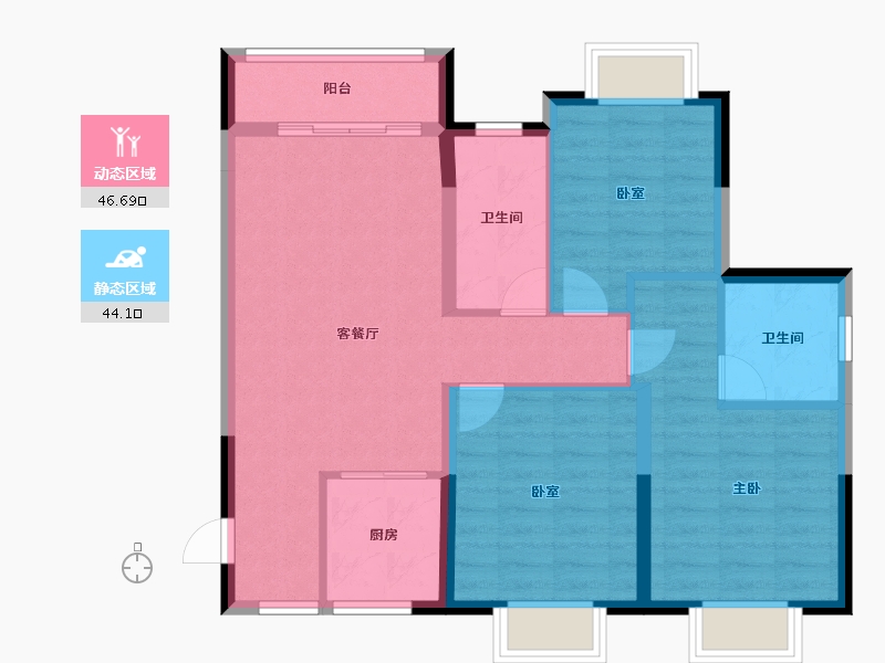 海南省-海口市-景园美麓城-81.35-户型库-动静分区