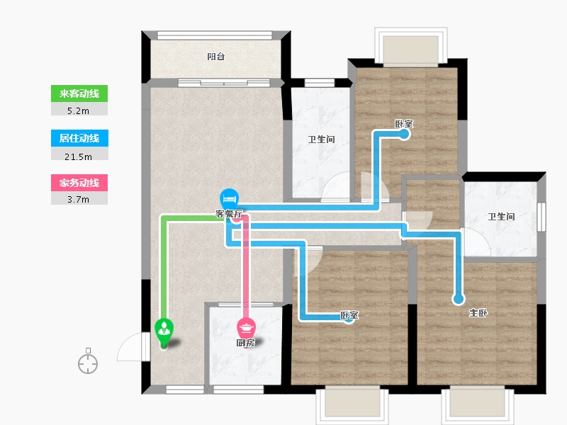 海南省-海口市-景园美麓城-81.35-户型库-动静线