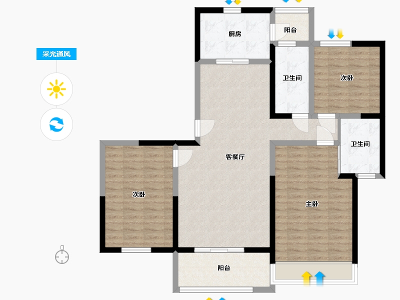 河南省-郑州市-家属院-109.00-户型库-采光通风