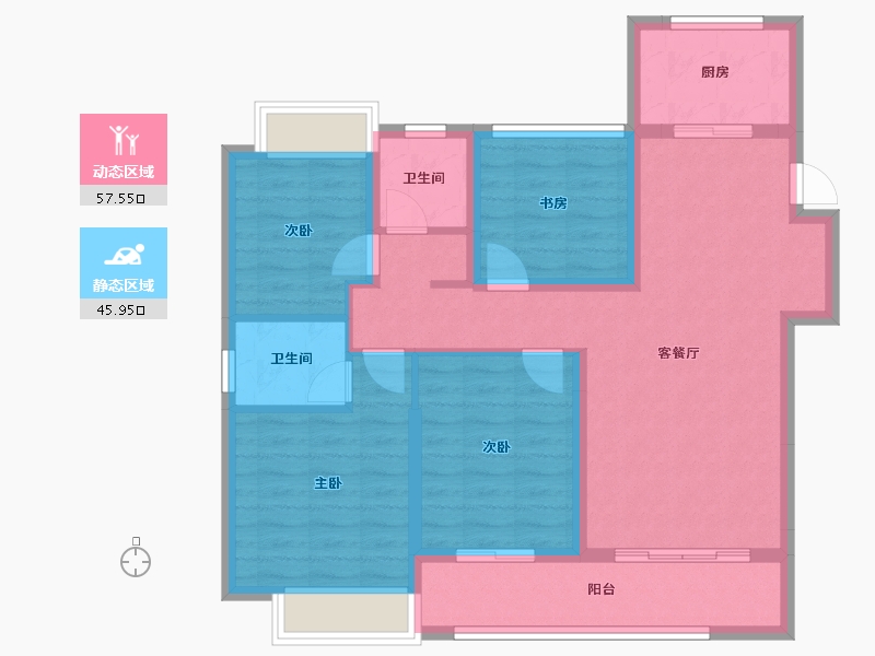 浙江省-温州市-愉欣公馆-92.00-户型库-动静分区