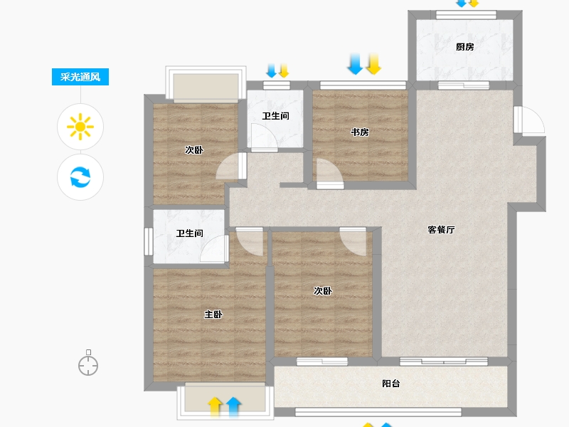 浙江省-温州市-愉欣公馆-92.00-户型库-采光通风