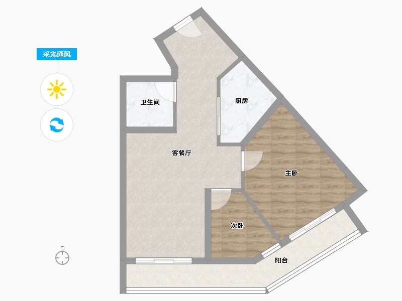 广东省-湛江市-保利海上大都汇-61.84-户型库-采光通风