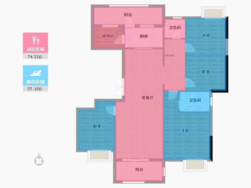 湖北省-黄冈市-中港水岸新城-116.95-户型库-动静分区