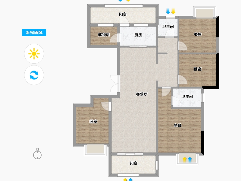 湖北省-黄冈市-中港水岸新城-116.95-户型库-采光通风