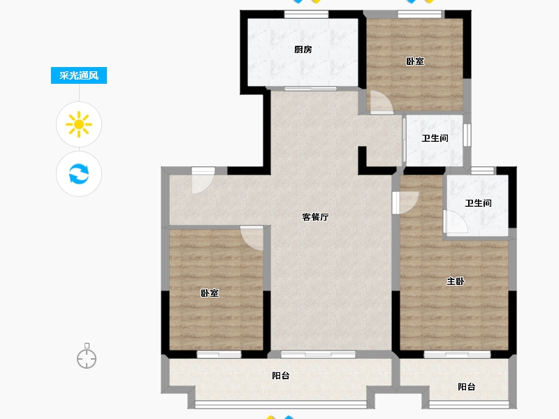 河北省-衡水市-​饶阳翡翠时光-105.00-户型库-采光通风