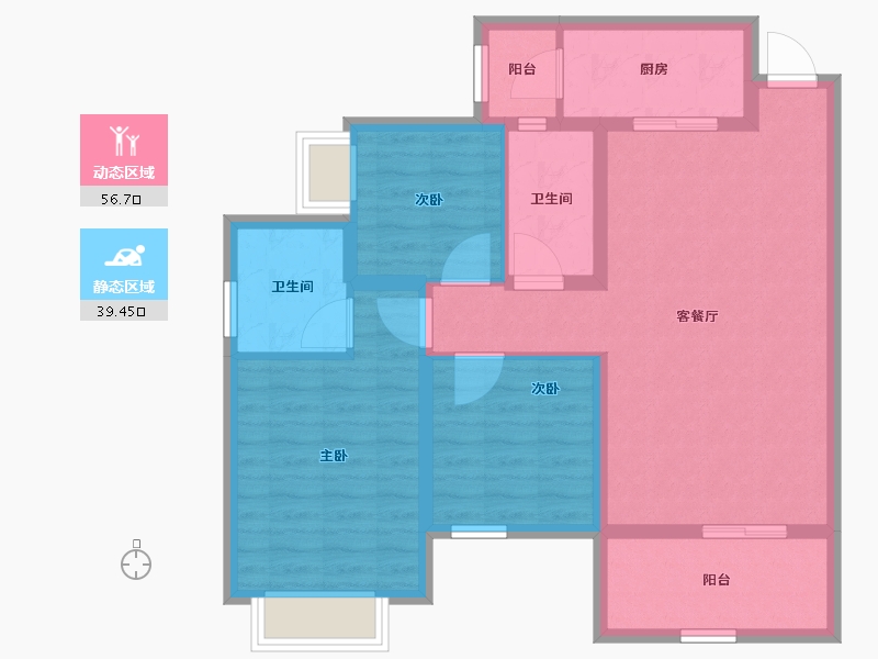 四川省-巴中市-华兴龙湾康城-85.55-户型库-动静分区