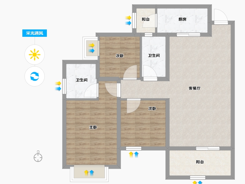 四川省-巴中市-华兴龙湾康城-85.55-户型库-采光通风