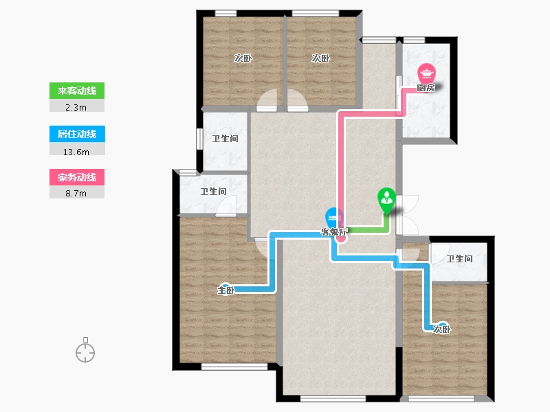 内蒙古自治区-鄂尔多斯市-市城投瑜瑾园-126.11-户型库-动静线